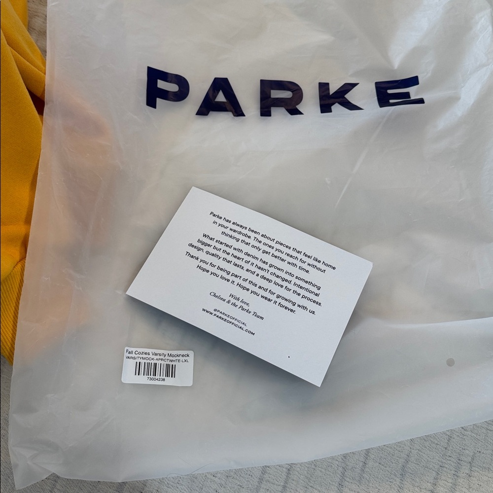 PARKE VARSITY MOCK NECK SWEATSHIRT NEW! Apricot/White NWT(in bag) L/XL - Picture 12 of 12